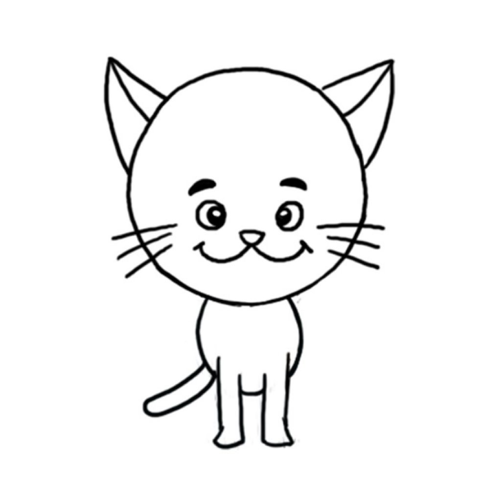 Как рисовать котика для детей 4 5