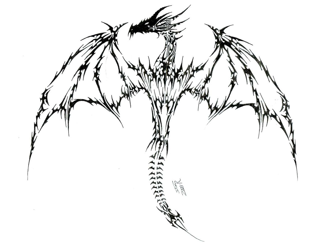 Дракон с крыльями эскиз