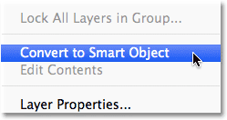 Выбираем из списка вариант Convert to Smart Object